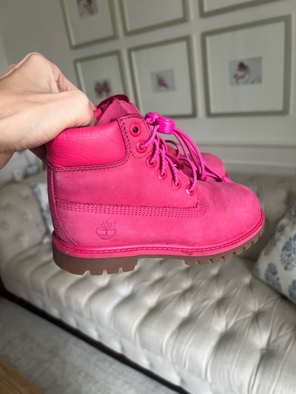 Timberland Kids Pink Waterproof Lace-Up Boots size 12